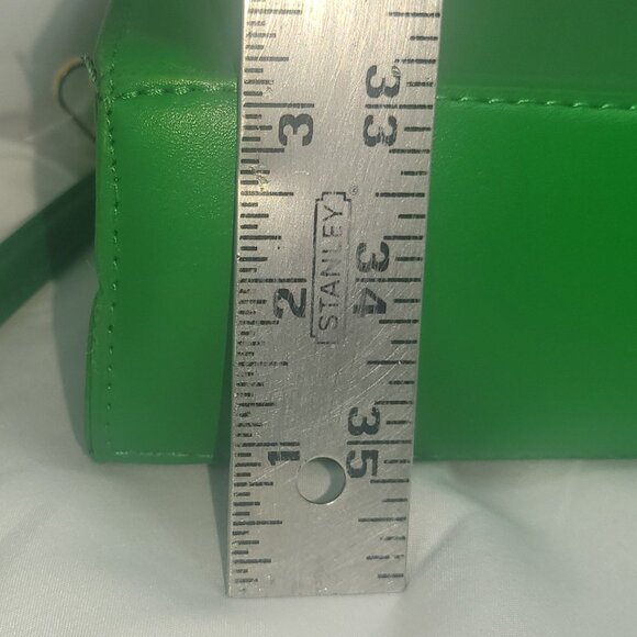 Kelly Green Leather Double Handle Handbag Purse with Crossbody strap small - Picture 6 of 10